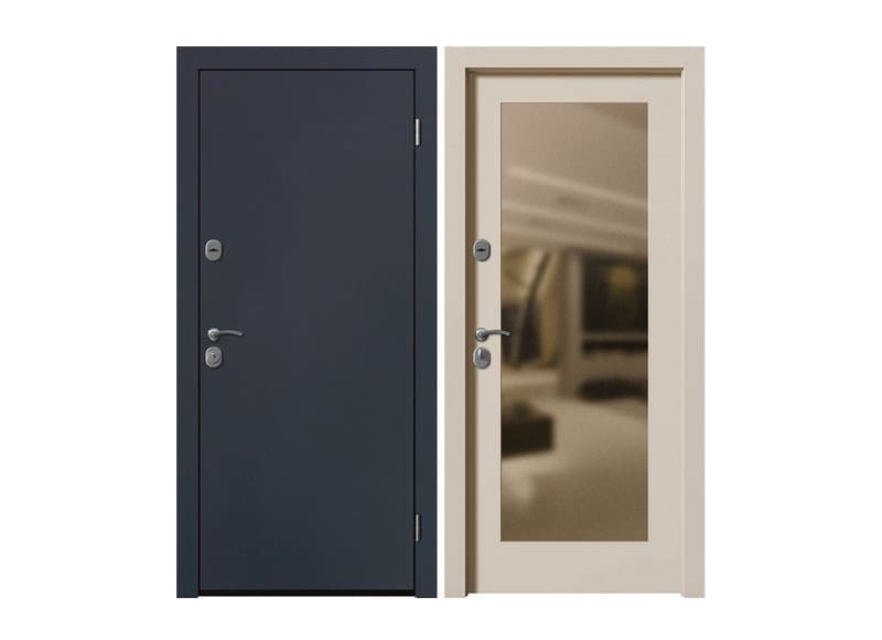 металлическая дверь с зеркалом